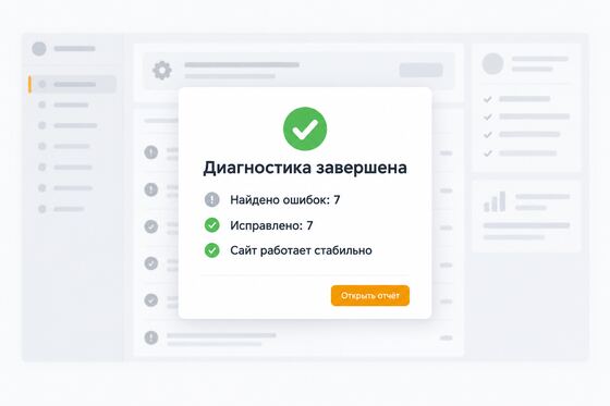 Результат диагностики и исправления ошибок