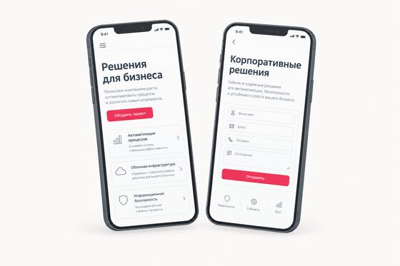 Мобильная версия корпоративного сайта