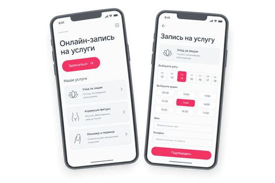 Мобильная версия шаблона онлайн-записи