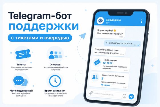 Обложка бота поддержки с тикетами